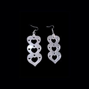 Elegant Silver Heart Drop Earrings